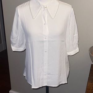 TED BAKER LONDON
Guiliaa Faux Pearl-Trimmed Woven white short sleeved Shirt